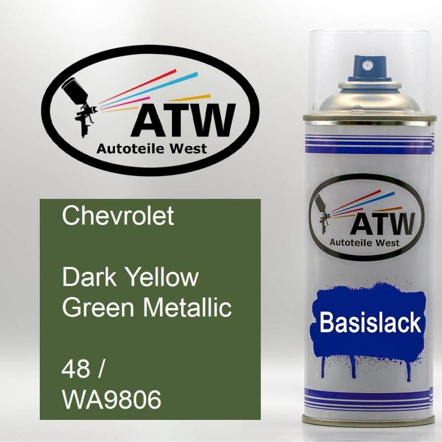 Chevrolet, Dark Yellow Green Metallic, 48 / WA9806: 400ml Sprühdose, von ATW Autoteile West.